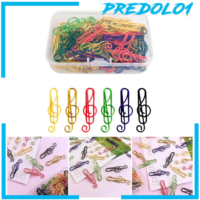 [PREDOLO1] 100Pcs TPE Coated Paper Clip Musical Notes School Paperclip Paper Clamp Clip