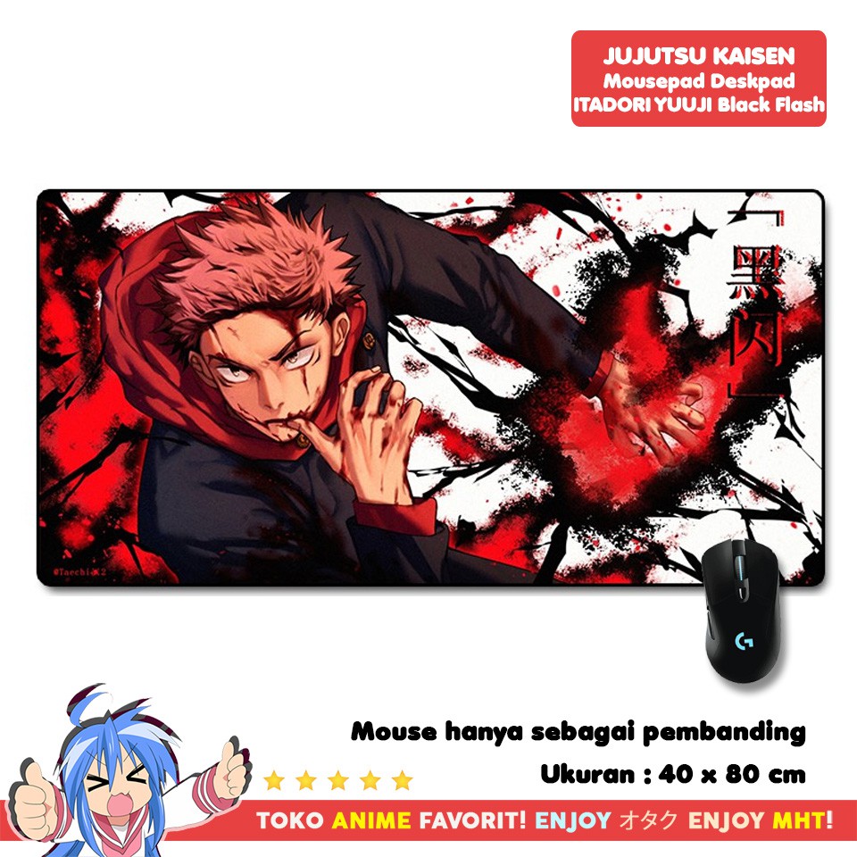 Mousepad Anime Gaming Deskpad Anime Jujutsu Kaisen Itadori Yuji Black Flash