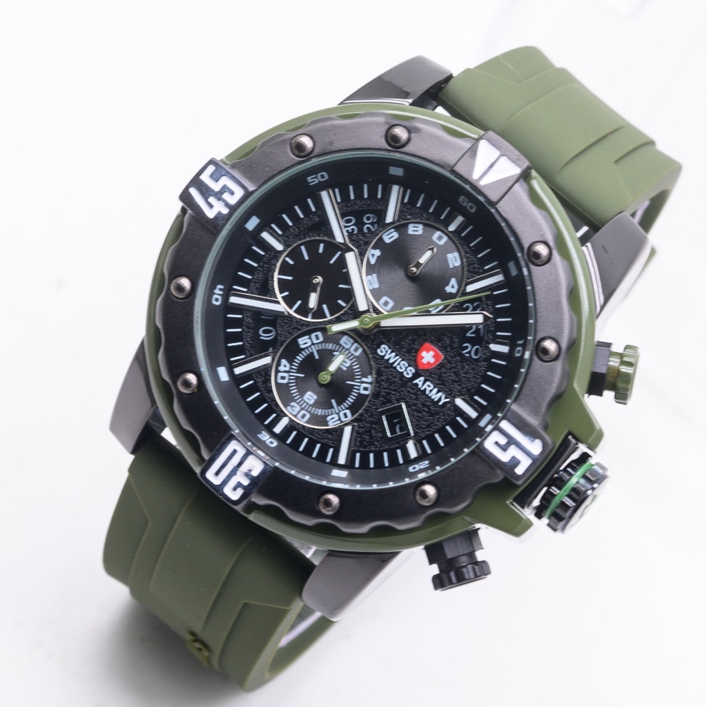 Jam Tangan Pria H91709B Tali Rubber Tanggal Chrono Aktif Free Box &amp; Baterai