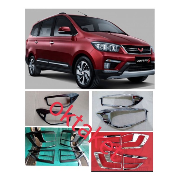 Paket garnish lampu depan dan belakang wuling confero Hitam &amp; Chrome jsl