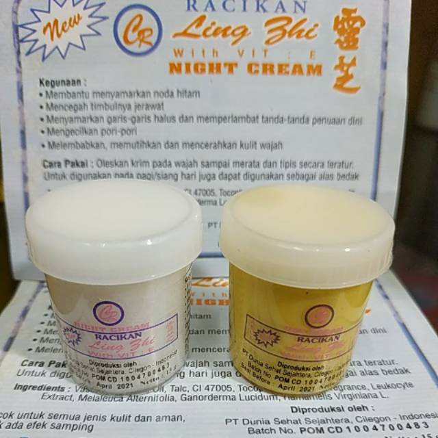 Cream Ling Zhi Original Racikan & Vit E Asli Krim Ling zi Day and Night / Krim Siang + Malam