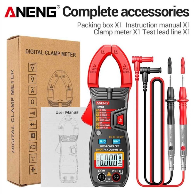 Tang Ampere Automatic Digital Clamp Meter Multimeter AC DC LCD Display