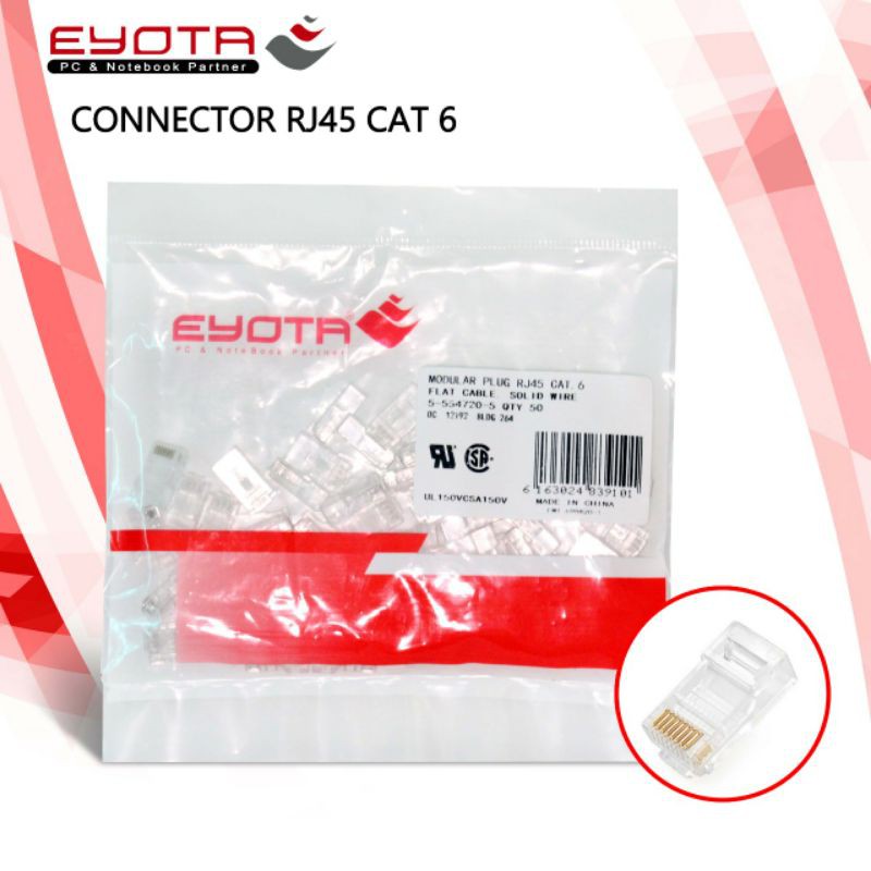 Konektor Connector Jack RJ-45 CAT-5E Isi 100pcs