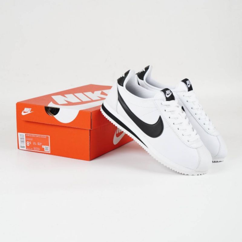 Nike Cortez Classics Leather White Black Swoosh ORIGINAL
