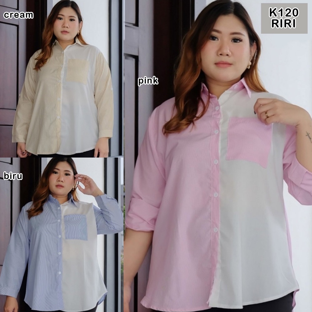 BIGCLO - (COD) LD 120cm Kemeja Corak Jumbo K120 Atasan Wanita Bigsize