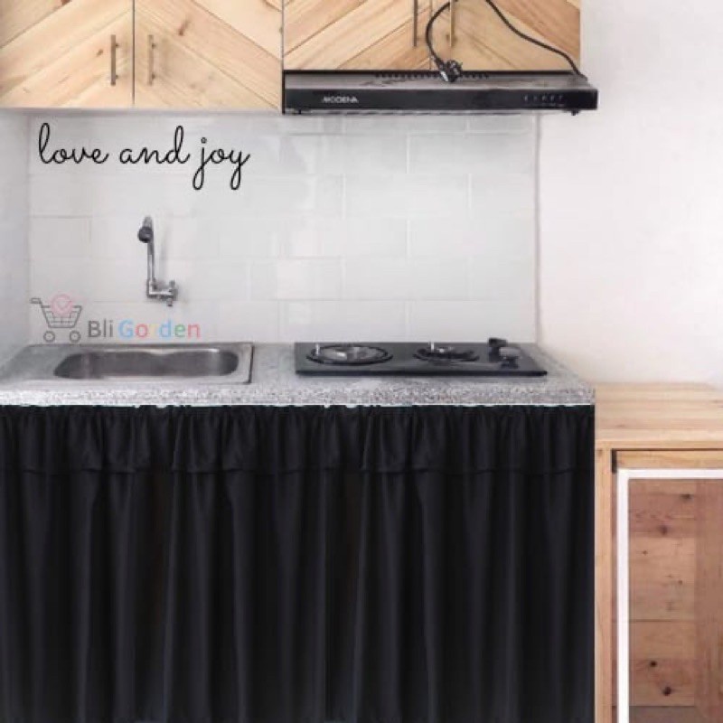 Gorden Kolong dapur Poni Polos Hitam/ Gorden Custom/ Gorden Jendela