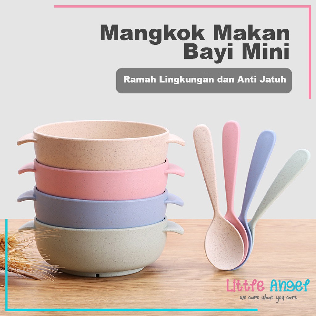 MANGKOK PIRING SENDOK MAKAN BAYI MINI Mpasi Anti Tumpah Baby Safe Travel Set BPA FREE