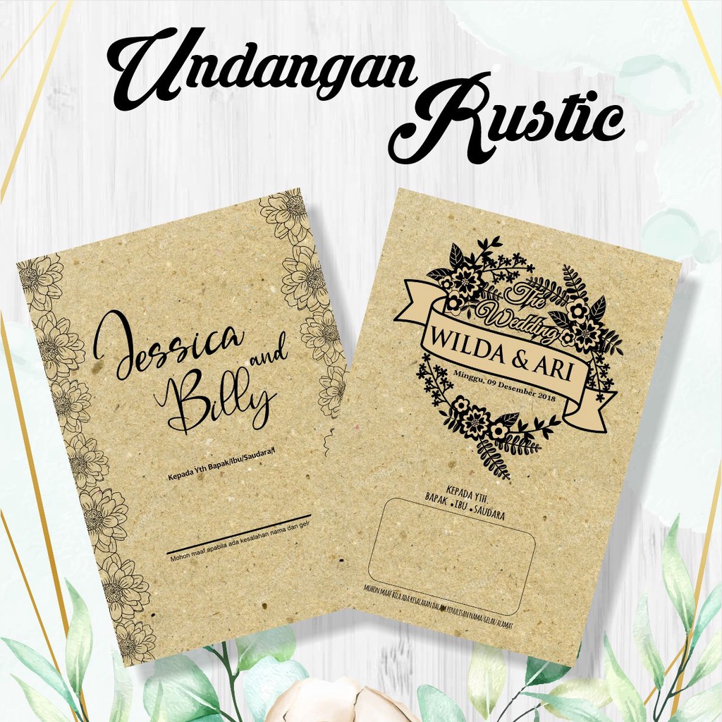 

CETAK UNDANGAN RUSTIC KILAT CEPAT UNIK MURAH KRAFT SAMSON COKLAT