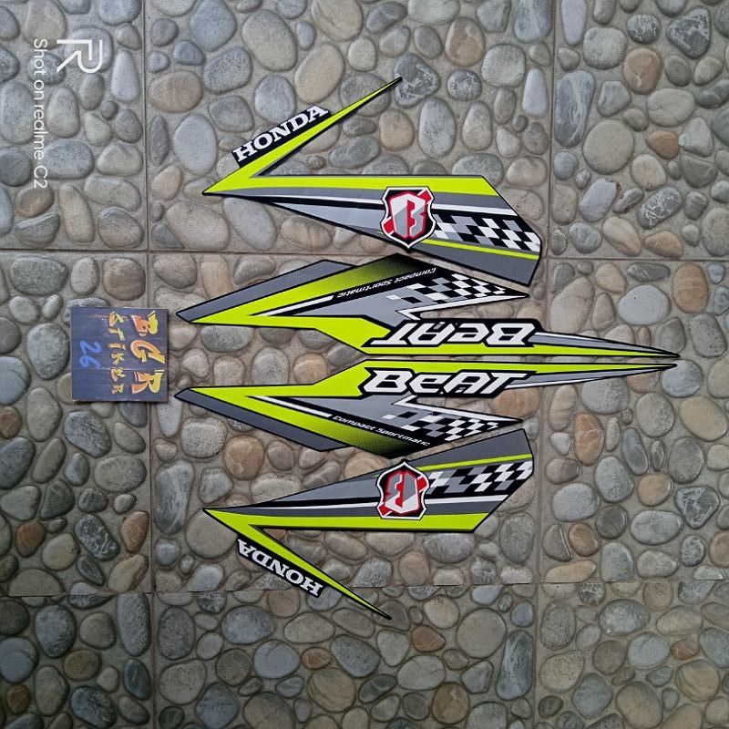 stiker/sticker striping list body motor Honda Beat esp 2018 full hitam hijau