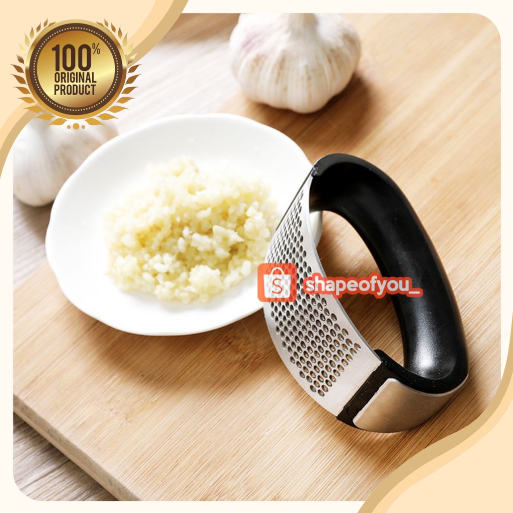 Pencacah Bawang Putih Alat Cacah Bawang Premium Garlic Press Crusher Hand Held Stainless Steel Penghancur Cincang Bawang Putih Manual Alat Cacah Bawang Putih Jahe Kunyit Bumbu Dapur Mini