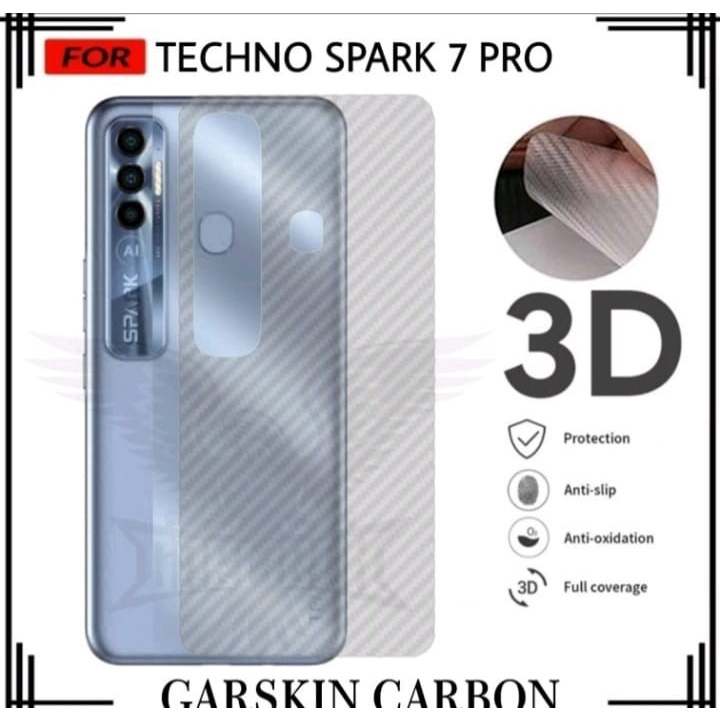 TECNO POVA 2 SPARK 10 NFC SPARK 10 PRO SPARK 6 GO 2023 SPARK 6 GO SPARK 7 PRO ANTI GORES BELAKANG SKIN CARBON GARSKIN ANTI JAMUR MOTIF KARBON TRANSPARAN PELINDUNG BELAKANG ANTI JAMURAN