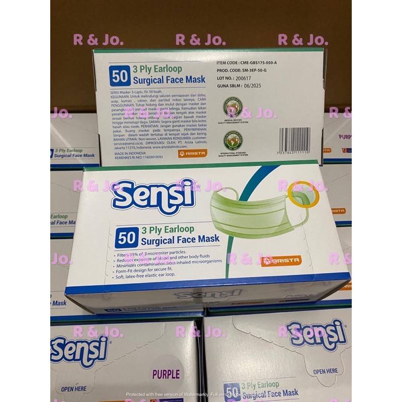 MASKER SENSI EARLOOP ISI 50 pcs warna Ungu