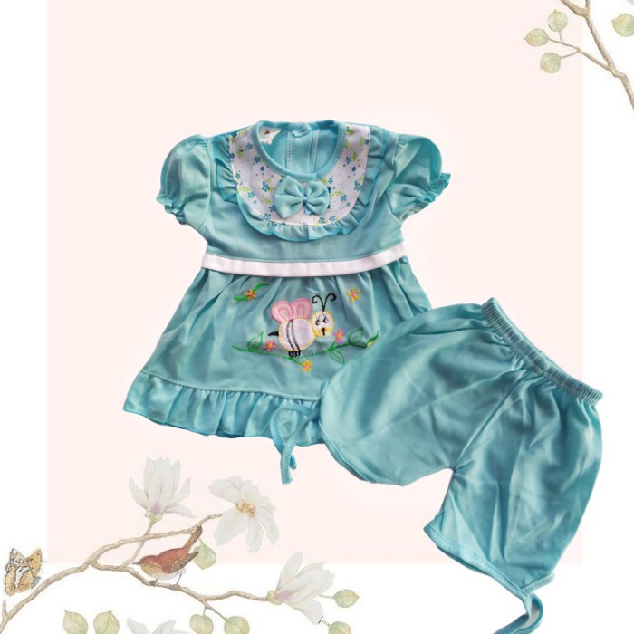 Setelan Baju Bayi Perempuan | dress baju bayi perempuan model pita | baju bayi anak tangan pendek