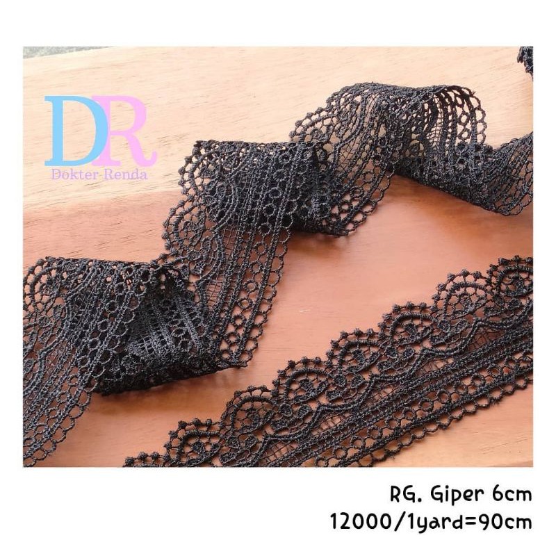 renda giper hitam 6cm & coksu 3cm