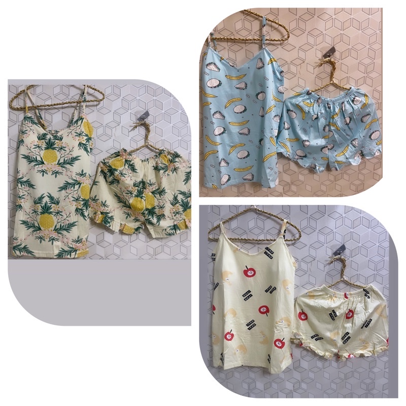 Stelan baju tidur celana pendek + cup bra
