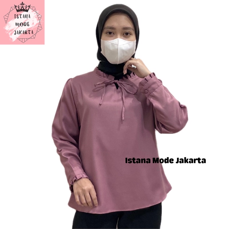 ISTANA MODE JAKARTA Aurelia baju atasan wanita terbaru blouse korean style blouse wanita lengan panjang-PLMV (UNGU)