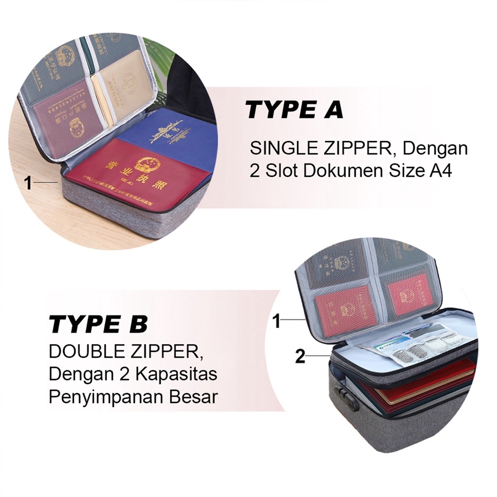 Tas Penyimpanan Dokumen Serbaguna 2 Tipe dengan Kunci - TD001