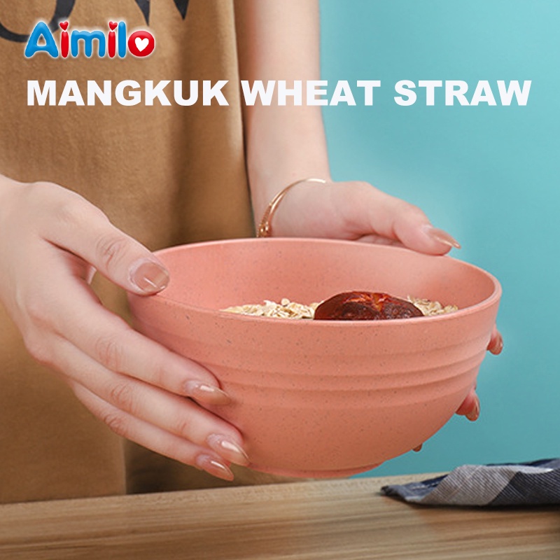 Mangkok Wheat Straw Bowl | Mangkuk Plastik Microwave Warna Warni | Gandum Kokoh BPA Free | Wheat Straw Bowl | Colorful Microwave Plastic Bowls