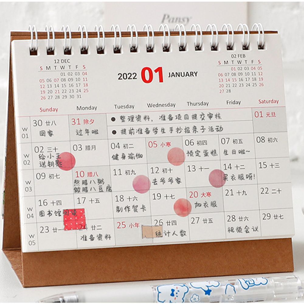 QUINTON Cartoon Desk Calendar 2022 Planner Accessories Table Calendar|Desk Calendar Portable Office Supplies 2022 Mini Desk Calendar Dual Daily Scheduler Table Planner Kawaii Monthly Planner Calendar Planner