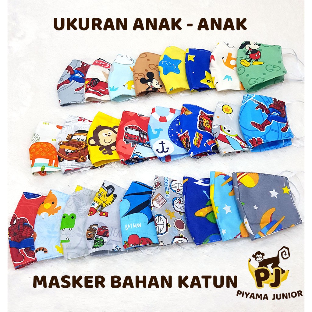  Masker  Anak  Anak  Katun Premium Motif RANDOM READY stock 2 