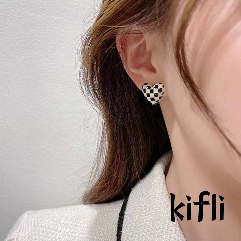 Anting Stud,Bentuk Papan Catur,Tiga Dimensi,Untuk Wanita