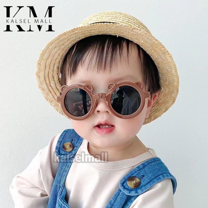 Kacamata Anak Beruang Fashion Bingkai Telinga Beruang Kaca Mata Anak Cowo Cewe Hitam High Quality Kids Sunglasses Murah Import Anti Ultraviolet Bayi Balita Trendy Kartun Import Anti Silau Sinar Matahari Antiradiasi KCA3