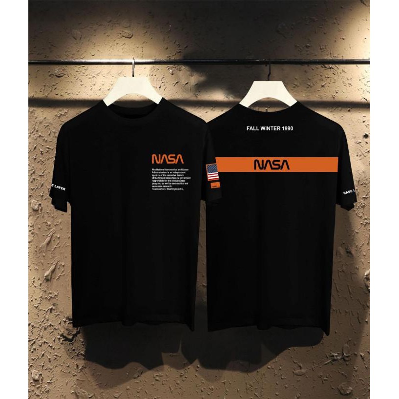 BAJU KAOS PRIA NASA HITAM, BAHAN COTTON COMBED 30,s / T-SHIRT DISTRO - M