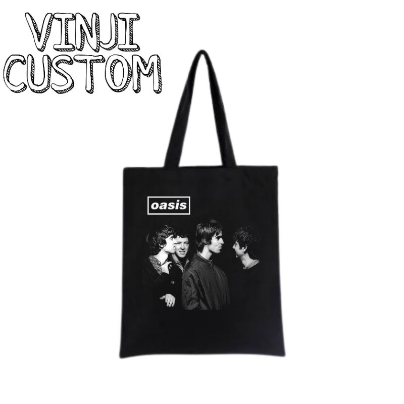 Tote bag OASIS / tote bag resleting BAND / totebag hitam / totebag wanita / tote bag pria / tas tote