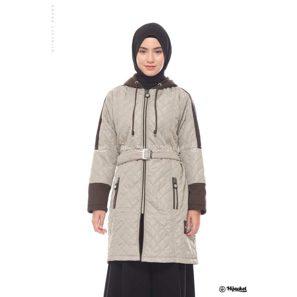 Hijacket Original Queenbee Hijaket Jaket Jacket Wanita Muslimah Jaket Bomber Parasut Cewek Jumbo Murah Terbaru Jaket Hijaber-CREAM