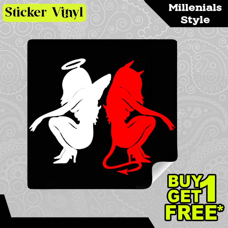 

Stiker Sticker Angel and Devil Malaikat dan Setan Desain Keren dan Kekinian Aesthetic Bahan Vinyl Satuan Anti Air