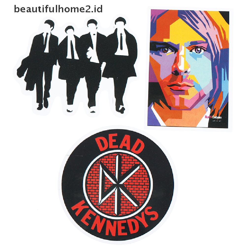 (Beautifulhome2) Buku Literatur Bahasa MandarinId) 52pcs / set Stiker Band Musik Rock Retro Diy Untuk Skateboard / Koper