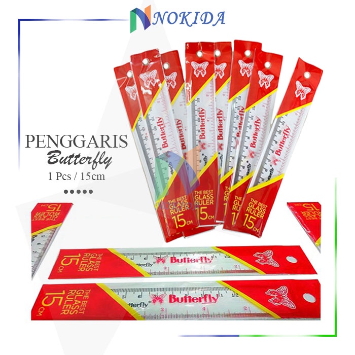 

Nokida Penggaris Plastik Panjang Butterfly 15 cm / Mistar Alat Ukur Garisan