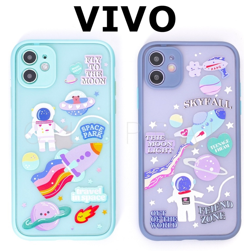 Astronaut Space Soft Case Vivo Y91 Y12 Y12S Y20 Y30 Y91C Y50 - Space Hybrid  - Lens Cover Camera Protection