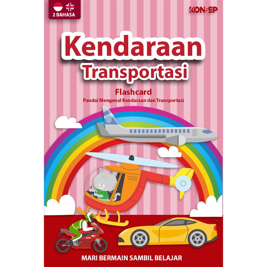 [1KG=10PCS] Konsep Flashcard Kendaraan Transportasi / Flash Card / Mainan Edukasi Kartu Pintar Anak