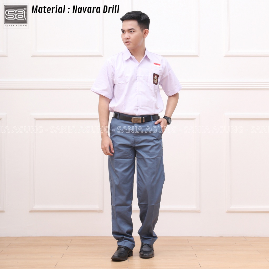 Seragam SMA MA Bawahan Celana Panjang Abu-Abu Paspol Navara Drill - SANIA AGUNG
