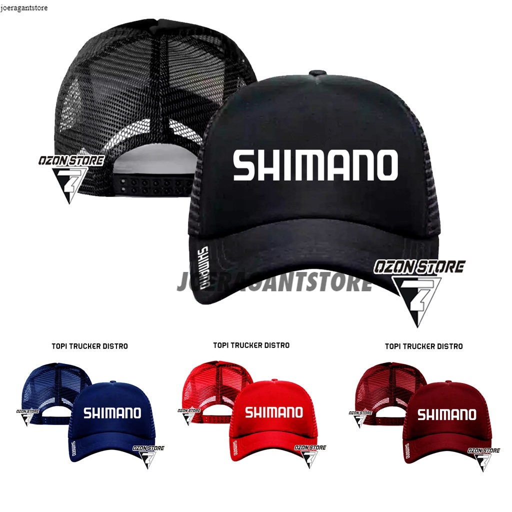 Topi trucker jaring mancing Logo SHIMANO Pancing polos custom Topi Distro pria wanita js