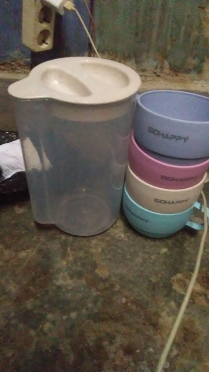 Teko Set 4 Pcs Gelas Pastel Dengan Gagang Cangkir Mug Wheat Fiber High Quality Food Grade