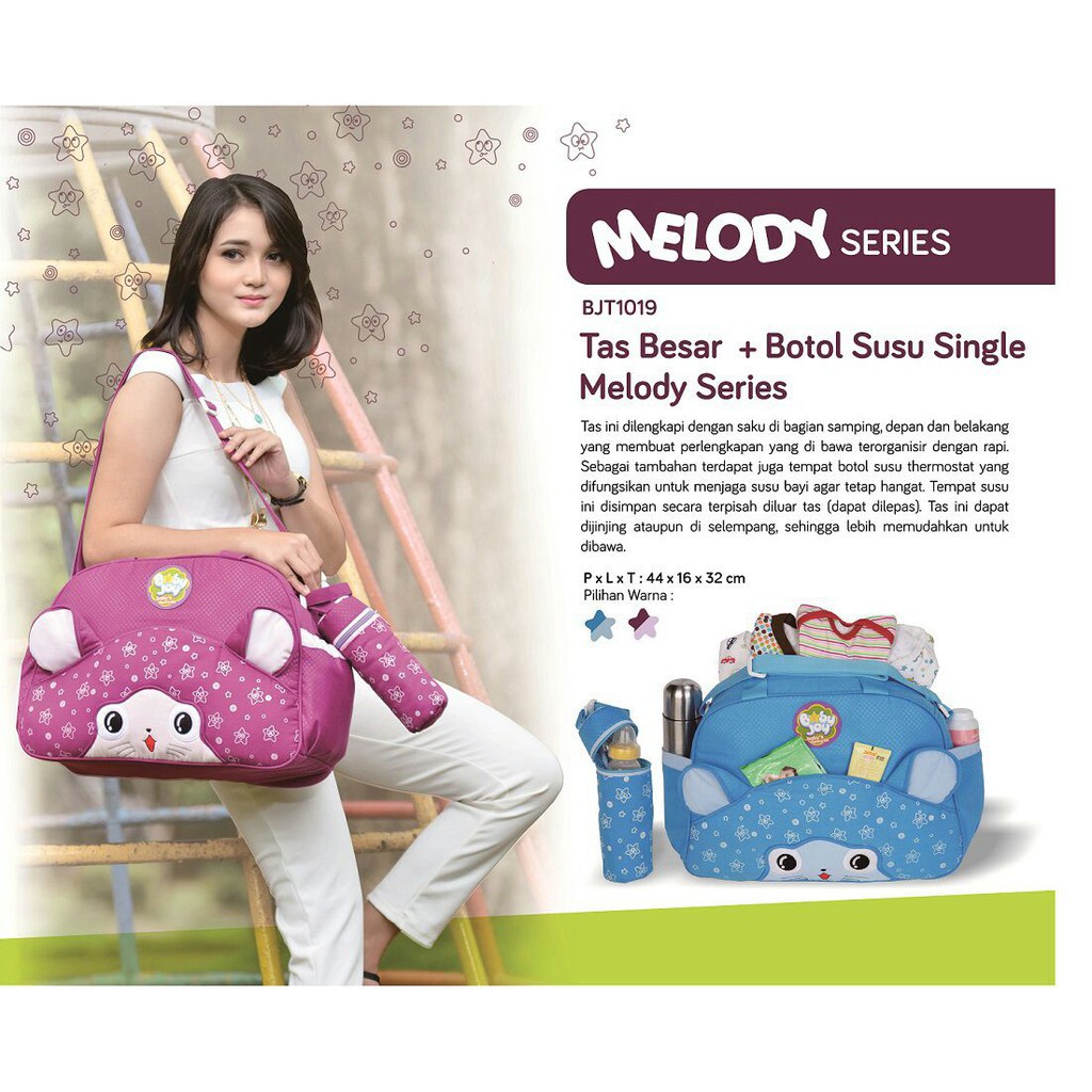 Promo !! TAS BABY JOY SERIES MELODY BJT 1019 / AS BAYI BESAR +BOTOL SUSU SINGLE MELODY SERIES BJT 1019 - TAS