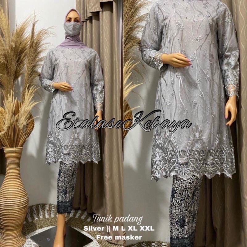 Cod/real pict stelan tunik padang/tunik modern/kebaya pesta/kebaya kondangan/kebaya wisuda/best produk stelan Tunik Tulle premioum quality/kebaya tunik/stelan tunik kebaya modern kebaya pesta kebaya wisuda kebaya brukat tunik brokat tunik tile