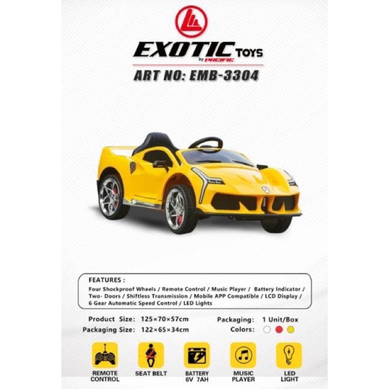 KHUSUS GOSEND Mainan Anak Mobil Aki Exotic EMB 3304 Sport Car sedan