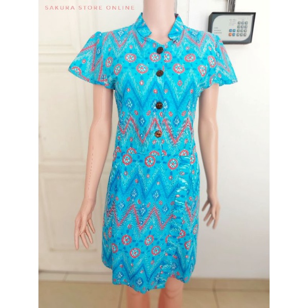 Batik wanita dress biru 13935D