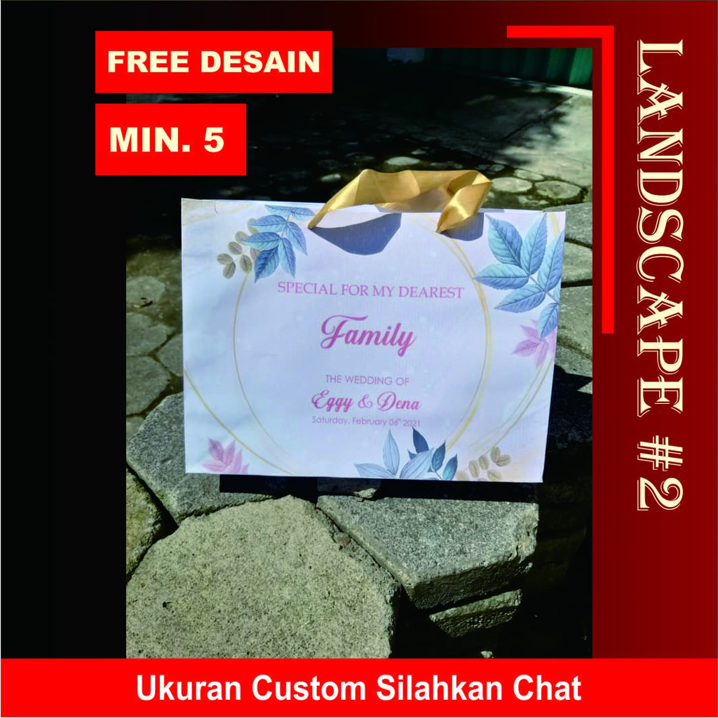 

Paper Bag lanscape, PxLxT = 30x10x22cm, Custom, ulang tahun, Souvenir dll