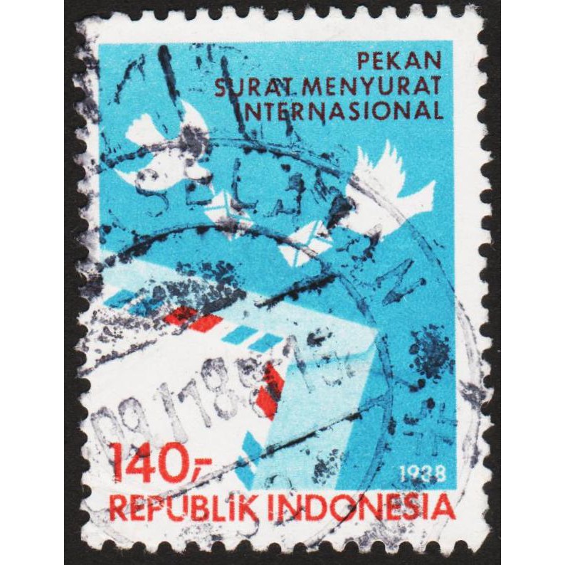 

Perangko Filateli #H22 - Indonesia VFU 1v 09.10.1988 International Letter Writing Week