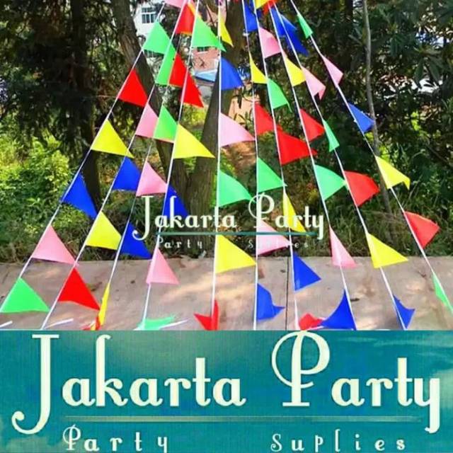 Jual Bunting Flag Segitiga Kain Bendera Kain Warna Warni Party Flag