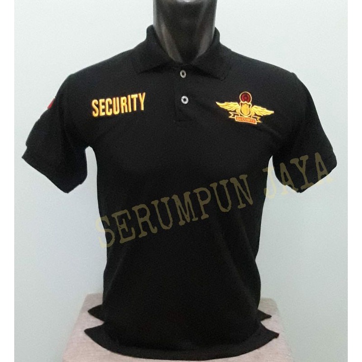 KAOS SECURITY WINGS HITAM - KAOS KERAH SECURITY WINGS HITAM FULL BORDIR