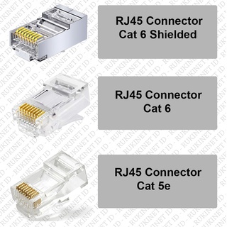 Connector RJ45 Cat6 Cat5e Ethernet - Konektor Untuk Kepala Kabel UTP LAN Jaringan internet