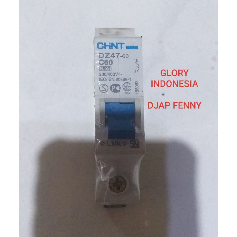 MCB CHINT BIRU ( I PHASE TYPE DZ47- 60 ) 60 Ampere