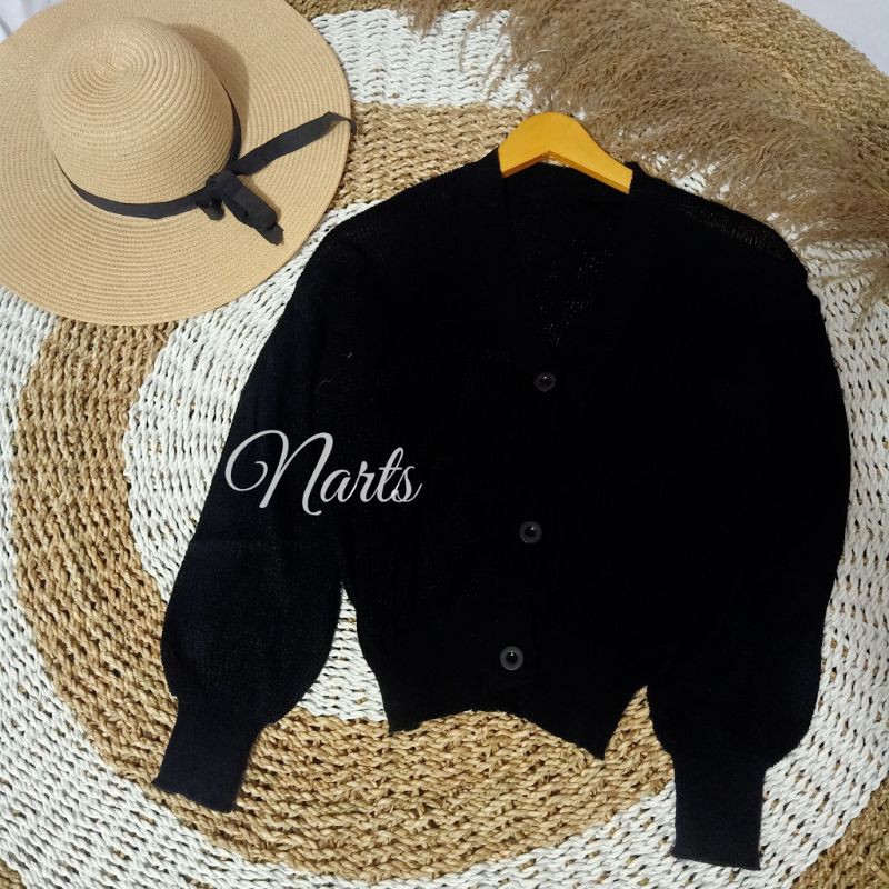 Olivia Cardy Crop / Eireen Crop Cardy / REAL PICT !!!-Hitam