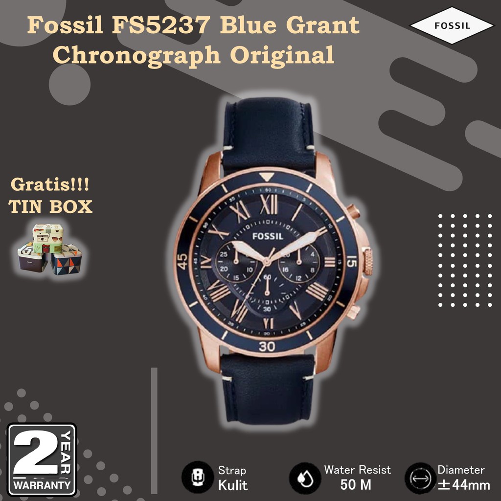 TERLARIS Fossil FS5237 Blue Grant Chronograph | Jam Tangan Pria Original