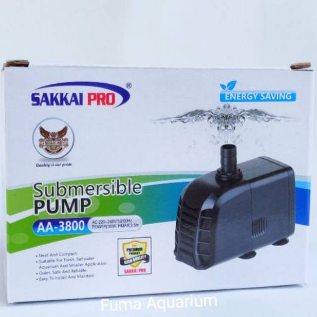 Pompa Celup Filter Aquarium Aquascape kolam hidroponik SAKKAI PRO AA-3800 Low Watt Power Head Submersible Pump